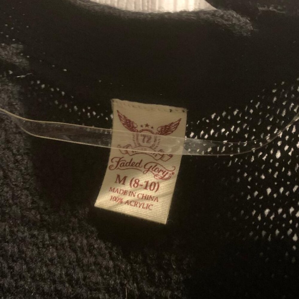 Faded Glory Black Open Sweater Cardigan Cable Knit Size M (8-10) w/Pockets NWT - Picture 2 of 4